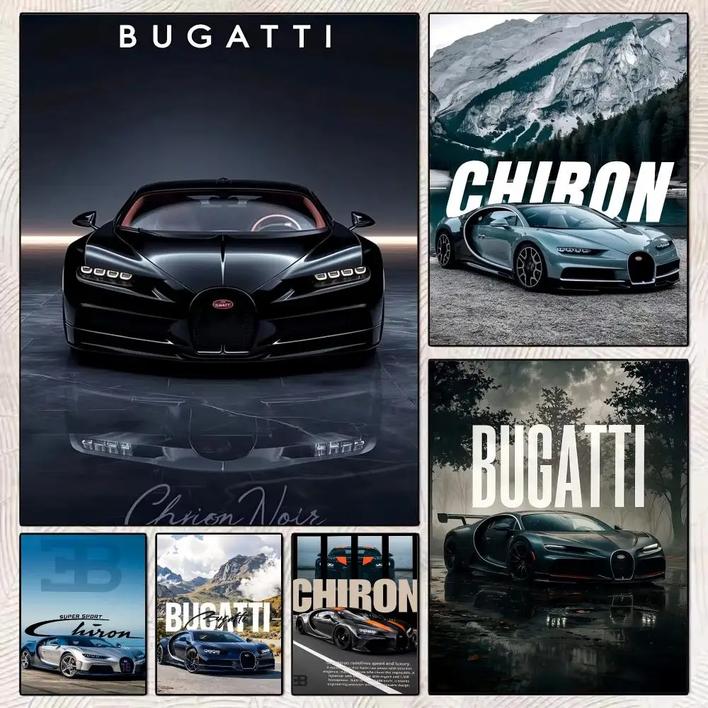 Super Car B-BUGATTI Painting Calligraphy Stylish Wall Art Poster, Bedroom Living Room Home Decor Gift