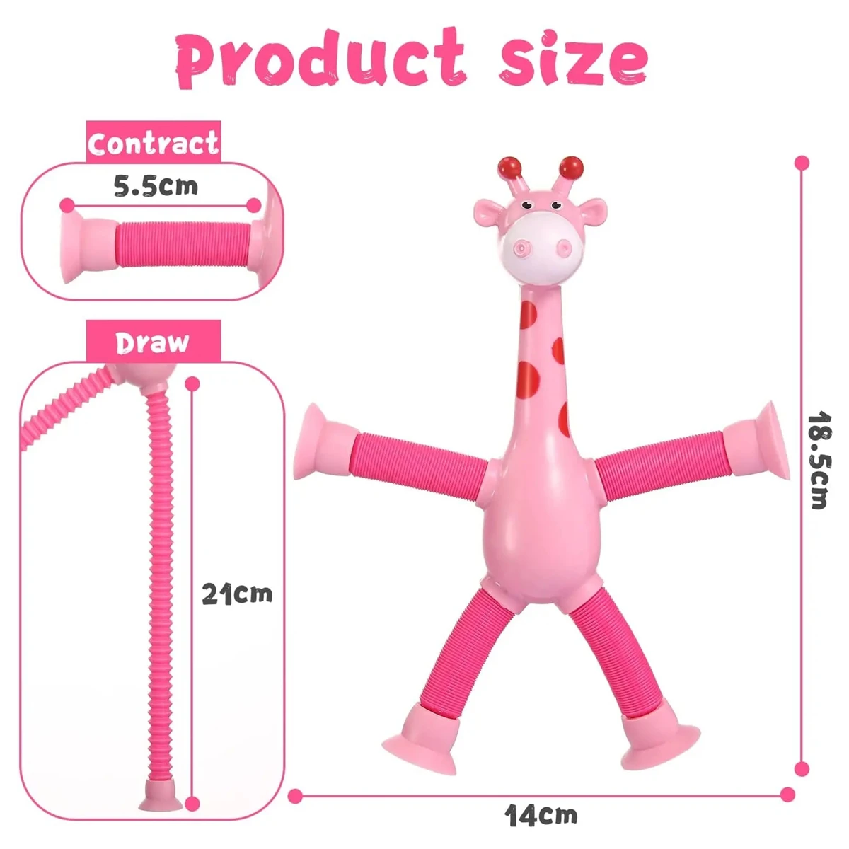 4PCS Telescopic Suction Cup Giraffe Toy Pop Tubes Fidget Toys Shape Changing Tubes Sensory Toys Funny Gift for Kids Boys Girls