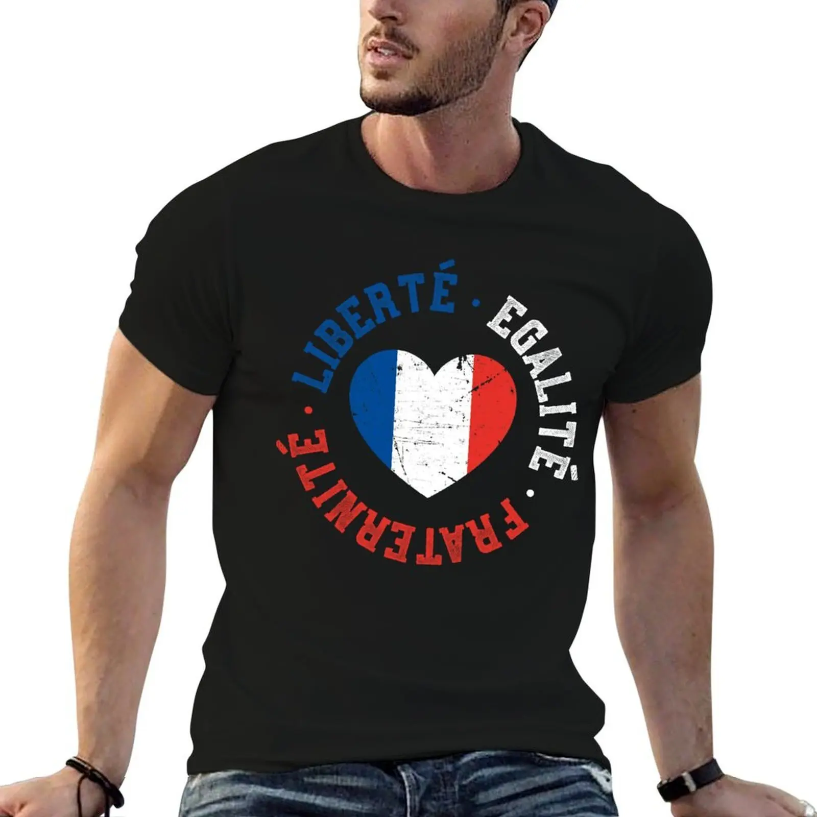Liberte, Egalite, Fraternite - Vive La France Design T-Shirt t-shirts pour homme en coton t-shirt en coton de haute qualité