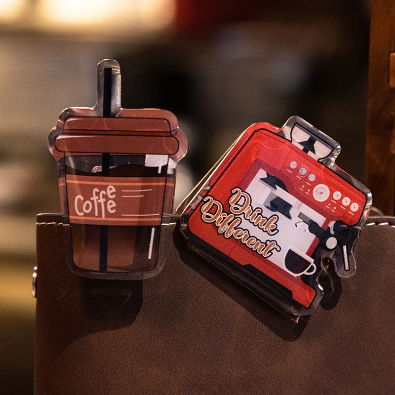 2pcs Acrylic Cute Coffee Time Clip For Journal Scrapbooking Planners Photo Notes Student Stationery School Supplies Note Decora