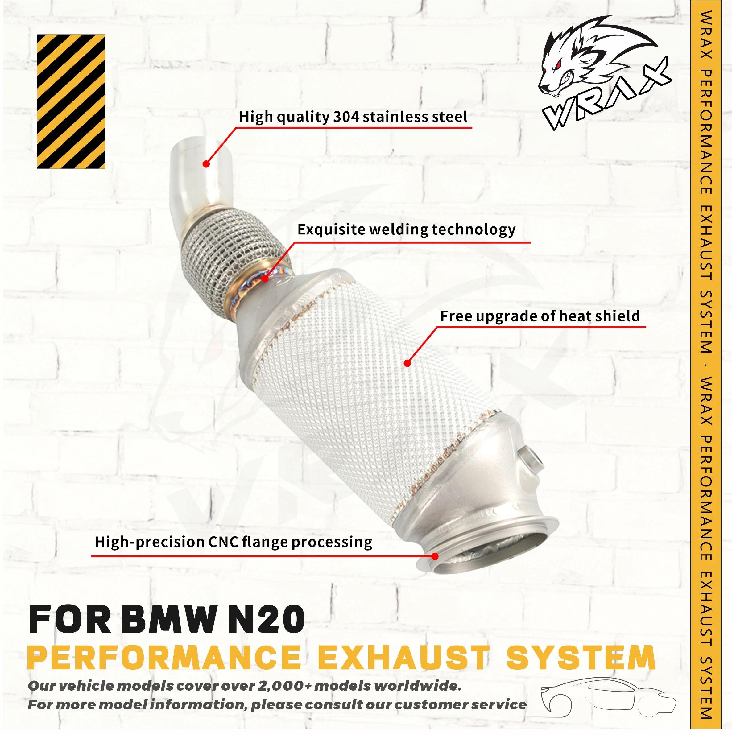 

WRAX exhaust system header stainless downpipe for BMW 2.0T/3.0T N20 N55 axle pipe catalysis heat shield car accessories Direct