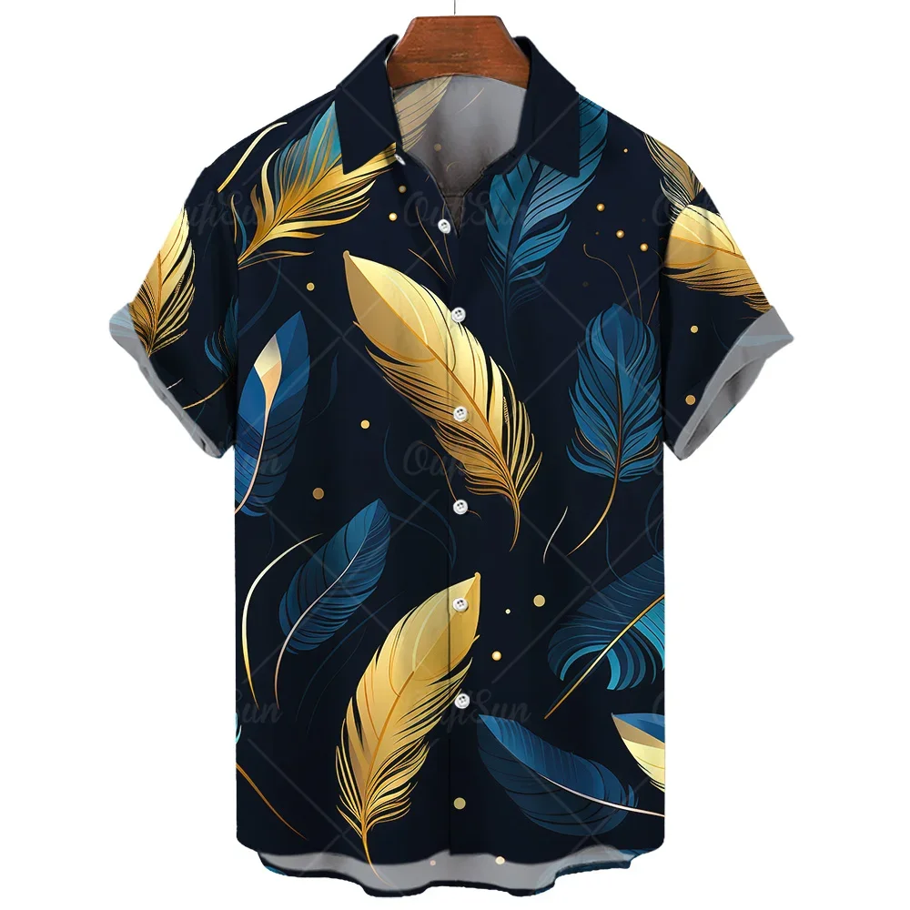 

2024 Hot Everyday Casual Feather 3d Printed Men's Camping Outdoor Shirt Clothing Beach Party Sweatshirt Loose Oversized Shirt To