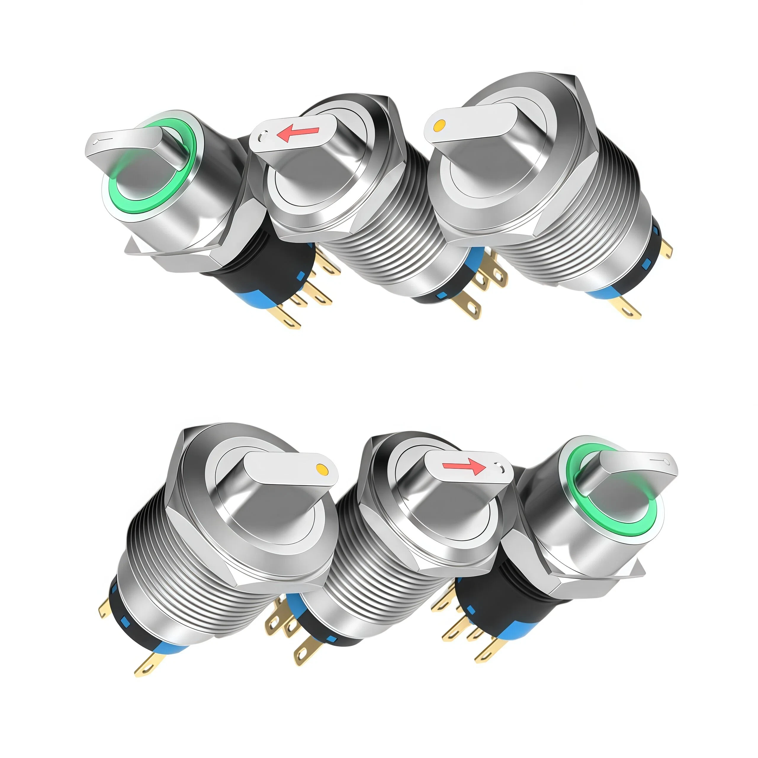 

Металлический переключатель 16/19/22 мм с подсветкой, самоблокирующимся и самосбросом, 2/3-позиционный переключатель выбора мощности