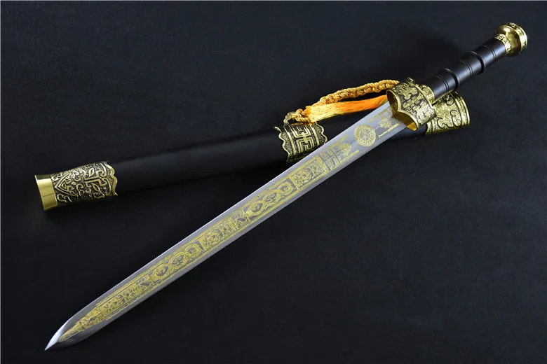 82cm Medieval Chinese Emperor Jian high manganese steel real sword fighting warrior sharp katana hand-made self-defense weapon