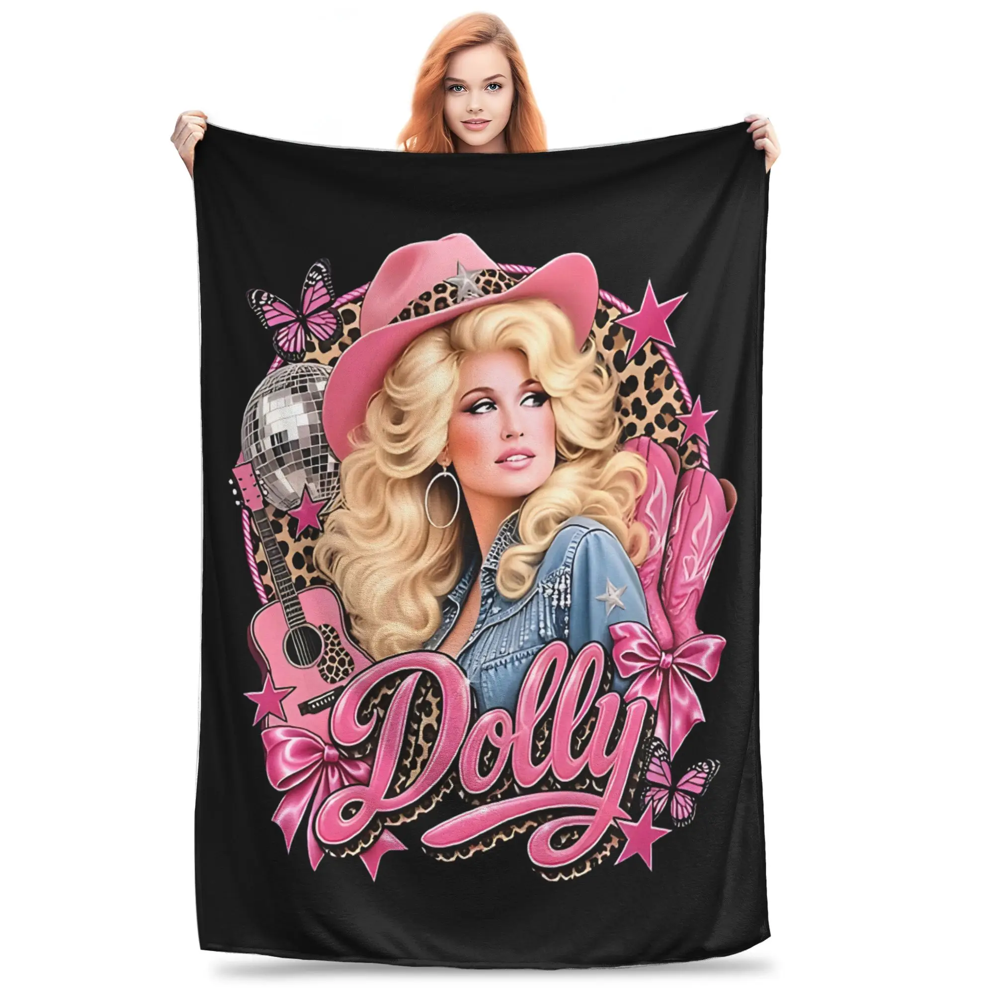 1PC Home Cutecore Room Decor Dolly Parton Memorial RIP 1946 2026 Blanket Throw Blanket  Novelty Warm Blanket All Season