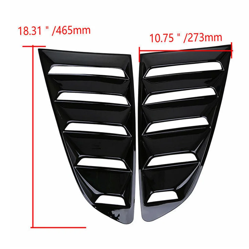 AC54-Gloss acabamento preto ventilação lateral traseira quarto janela persiana capa guarnição janela traseira grelha capa para ford mustang 2015 +