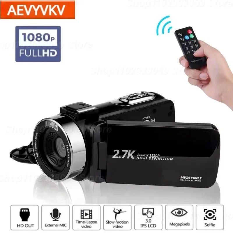 Professional 2K Camcorder 16X Zoom Infrared Vlogging Video Camera for Youtube 2.7K 48MP Portable Digital Recorder Live Streaming