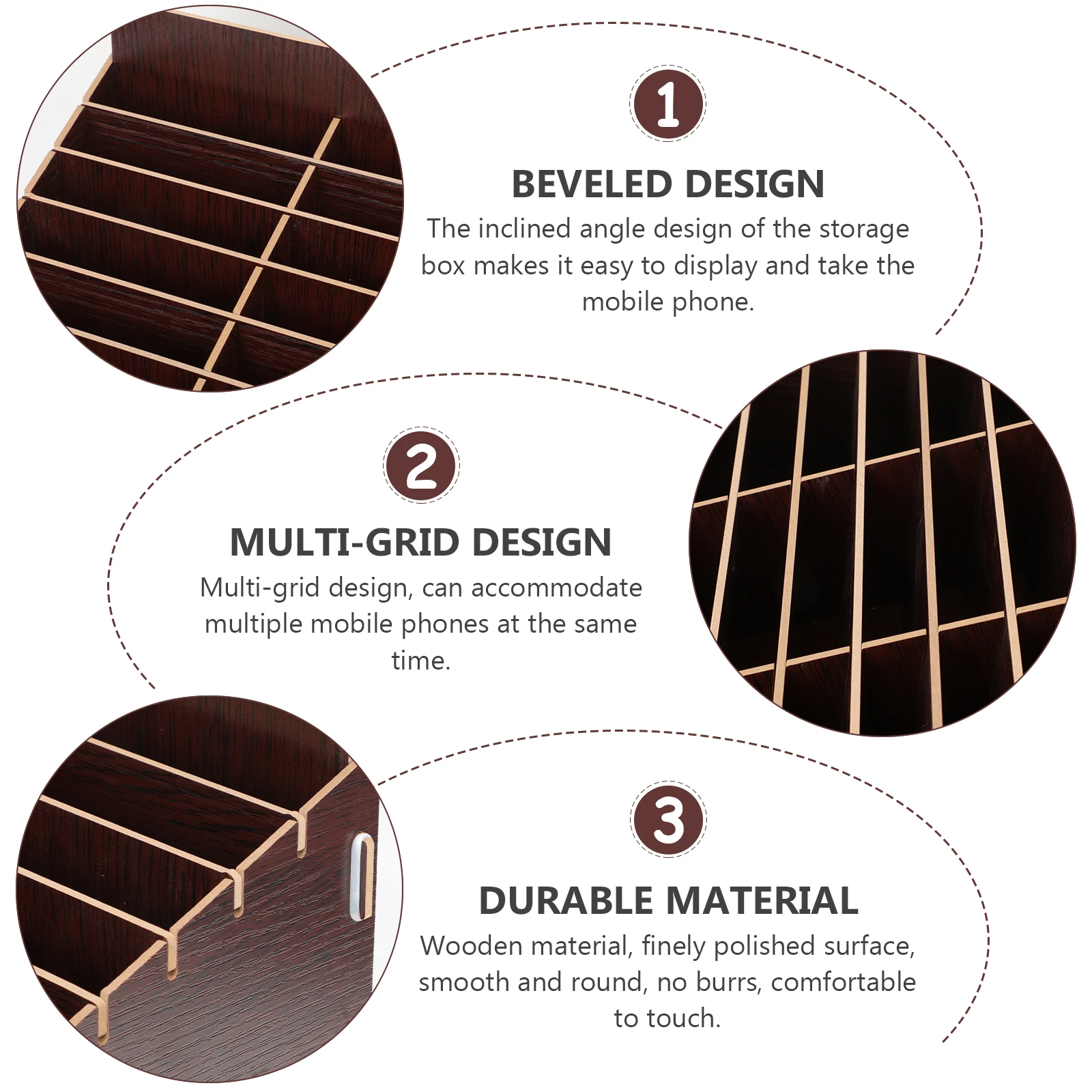 

36 Grid Phone Storage Box Walnut Multi Grid Cellphone ganizer for Classroom Meeting Desk Container Storage Case Display Box