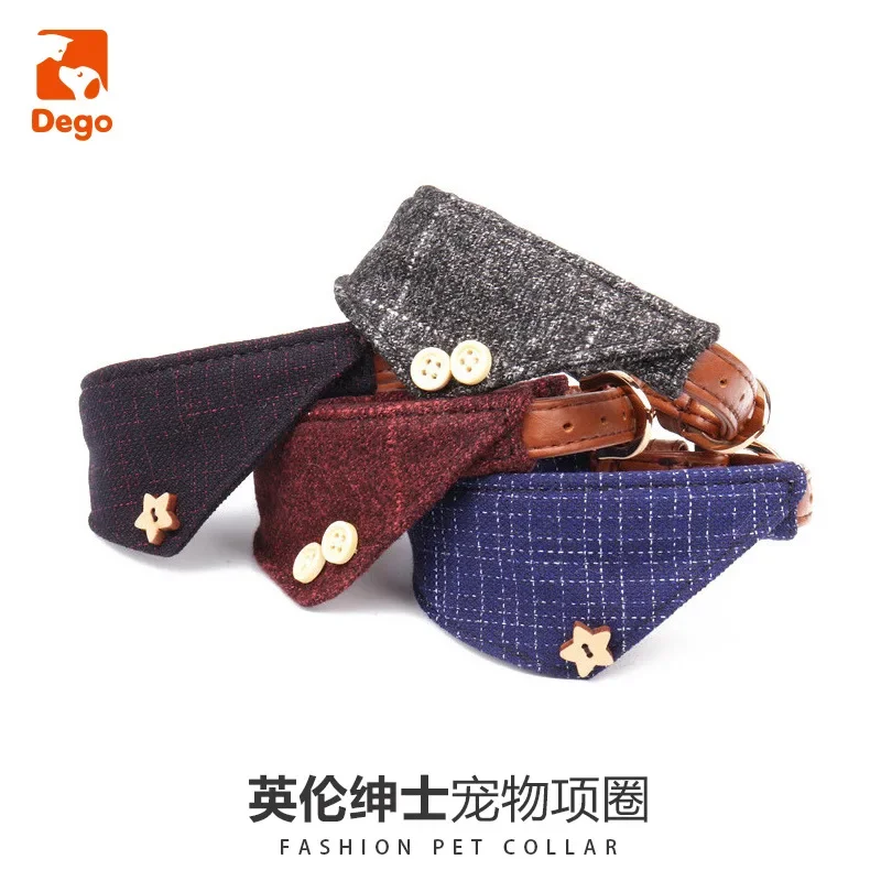 Hot-Selling, Stain-Resistant British Pu Leather Collars For Cats And Dogs, As Well As Triangular Scarf Collars For Pets