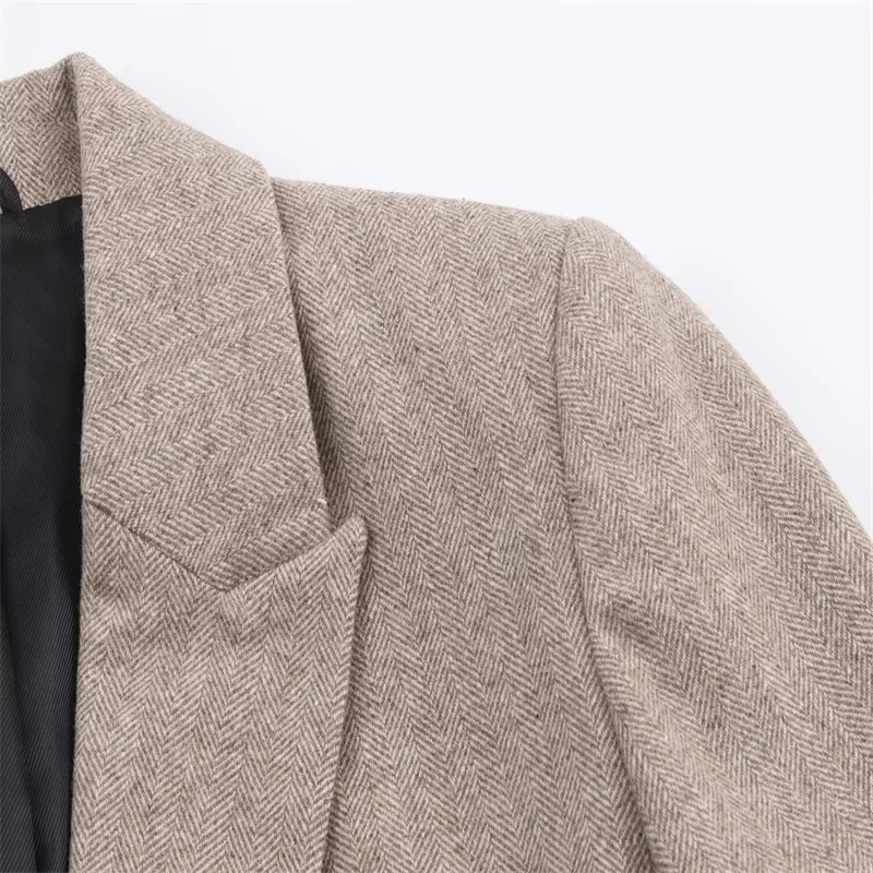 Herfst/Winter Nieuwe Mode Elegante Feeststrik Veelzijdige Visgraatwollen Blazer