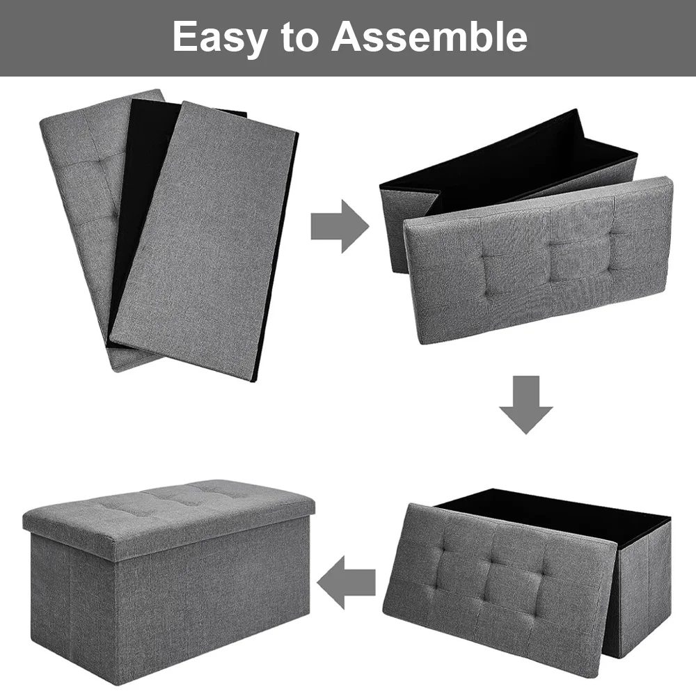 Storage Foot Stool Foldable Bench Seat Stool Footchair Removable Lid Upholstered Seat 76*38*38cm/38*38*32cm