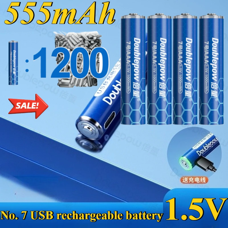 

1-20PCS 1.5V 555mAh USB AAA Rechargeable Battery for Electric Toy Car Electric Toothbrush Calculator Remote Control