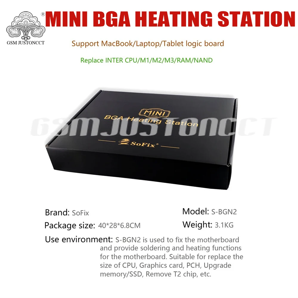 SoFix S-BGN2 Mini BGA Heating Station For Macbook T2 PCH GPU CPU Glue Removal Logic Motherboard Heating Soldering Fix Repair