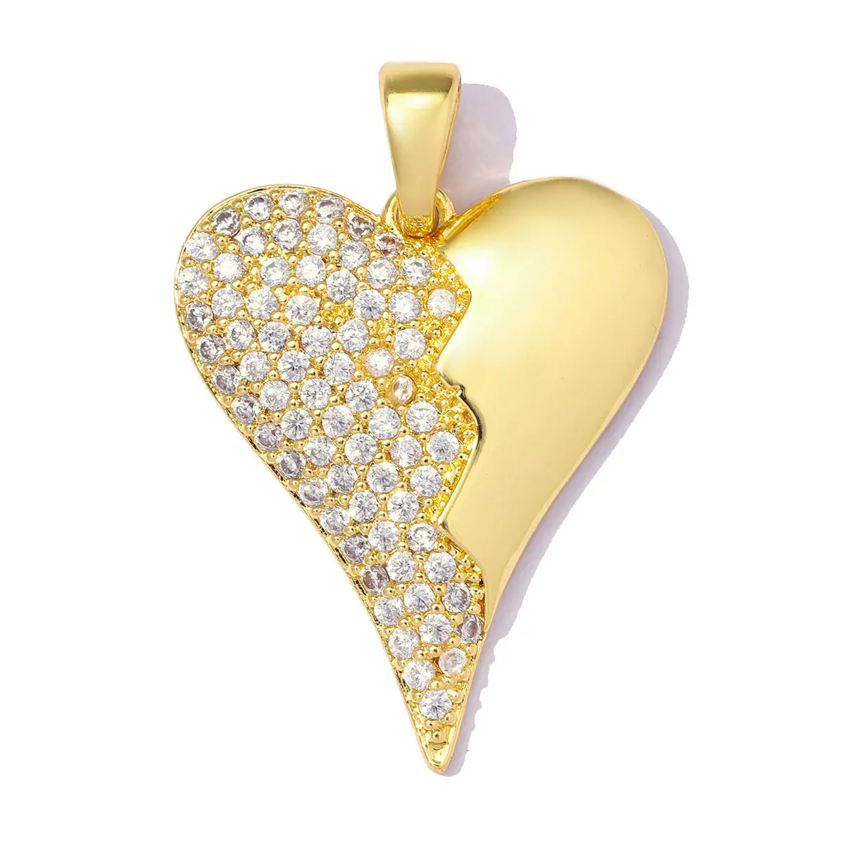3Pcs/Lot Copper Key Shaped Charms Zircon Heart Pendants For DIY Jewelry Making Necklace Earring Accessory Wholesale