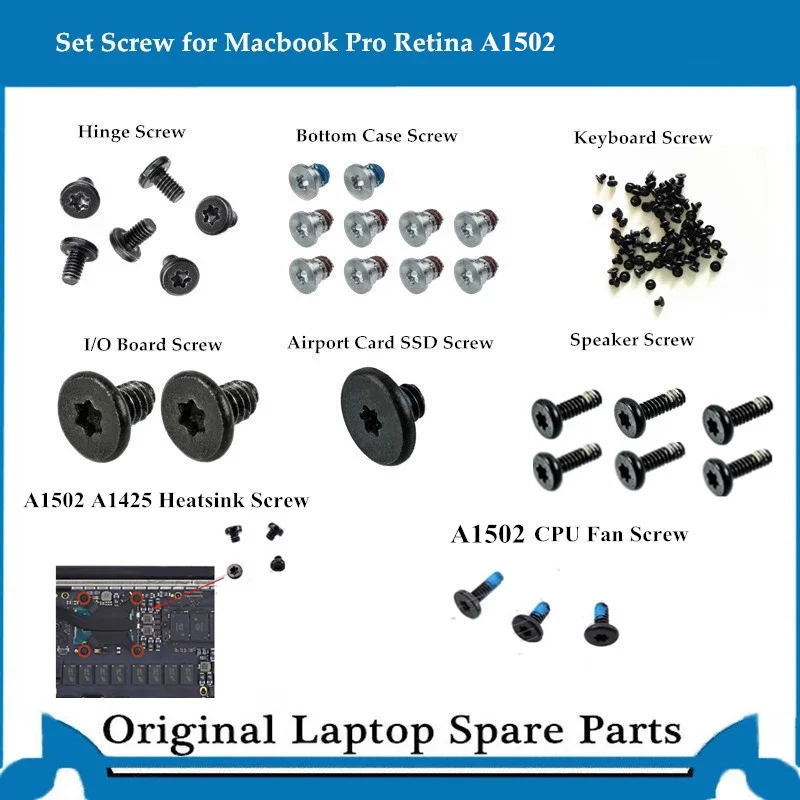 New Heatsink Screw for Macbook Pro Retina A1398  A1502 Keyboard Speaker Cooler Bottom Case Hinge Screw