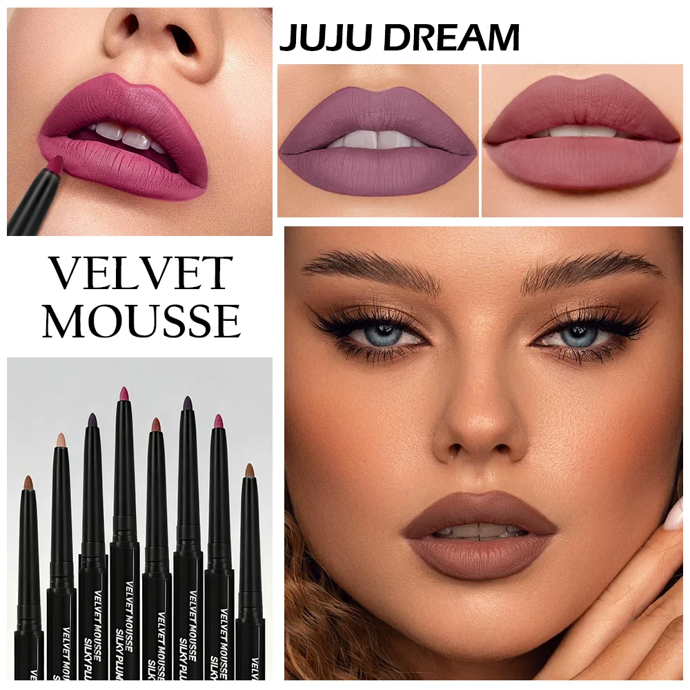 Waterproof Matte Lipliner Pencil Red Contour Tint Lipstick Long Lasting Non-stick Cup Moisturising Lips Makeup 5 Colors