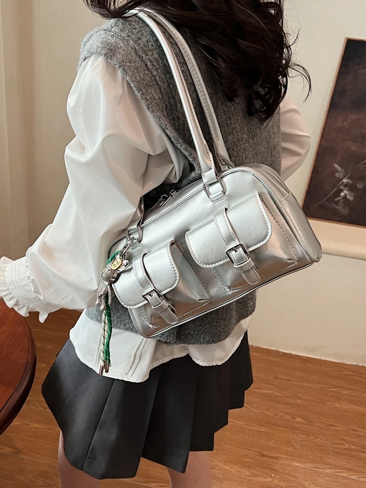 

Ele Bowling Bag Women's 2025 New Lightweight Luxury Versatile Underarm Bag Trendy Single oulder Handbag Casual Sle