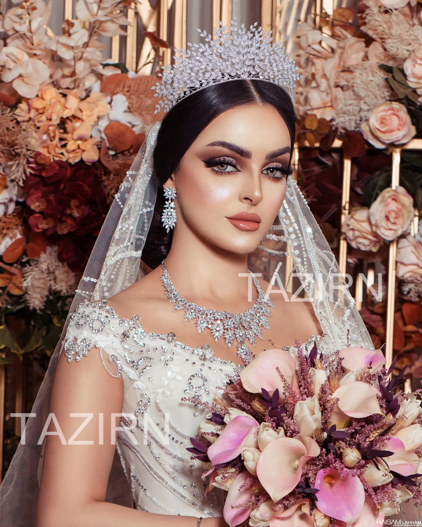 Luxury Arabic AAAAA Cubic Zirconia Wedding Bride Crowns Princess Bridal CZ Three Layers Tiaras Sweet 16 Birthday Party Headpiece