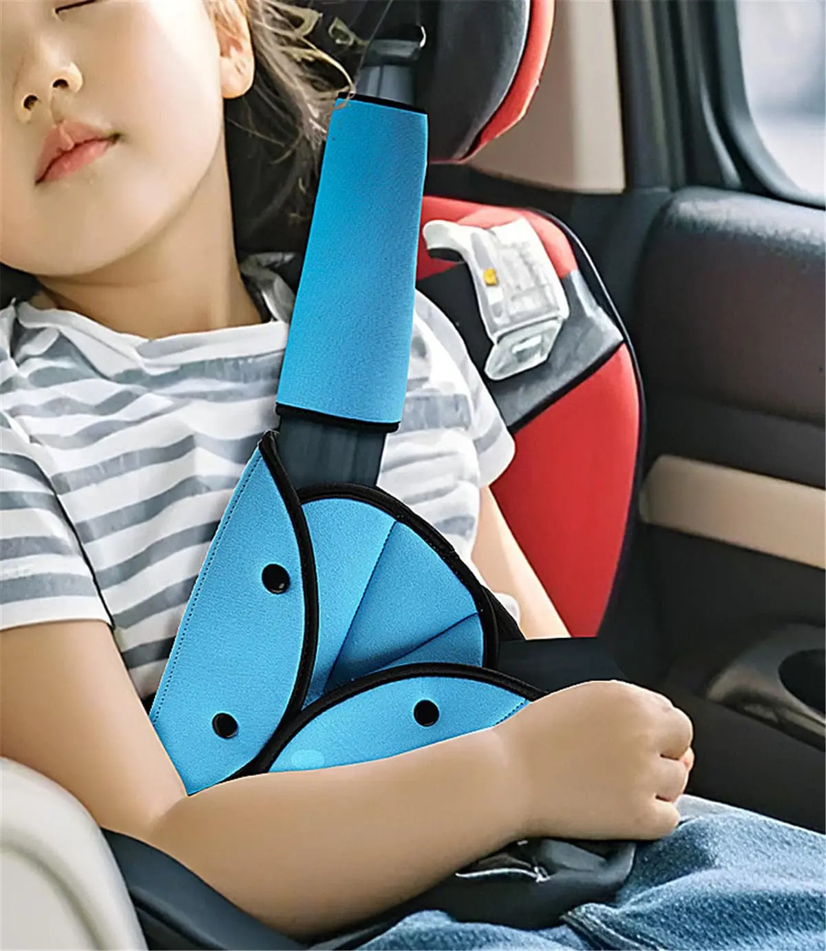 Car Seat Belt Adjuster, Soft Triangle Fixed Cover to Prevent Neck & Chest Strain, Easy Snap-On Safety Accessory - view 2