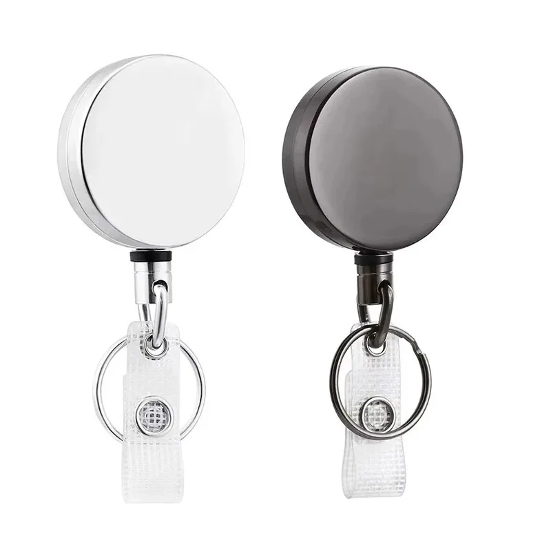 Retractable Metal Wire Keychain Pull Badge Reel ID Lanyard Name Tag Card Badge Easy-to-pull Buckle Rope Elastic Key Ring Image 3