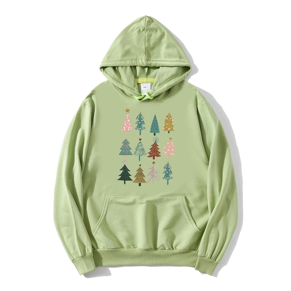 Christmas Tree Hoodies Let It Snow Sweatshirt Christmas Winter Kawaii Clothes Christmas Vacation Hoodie Aesthetic Tops L