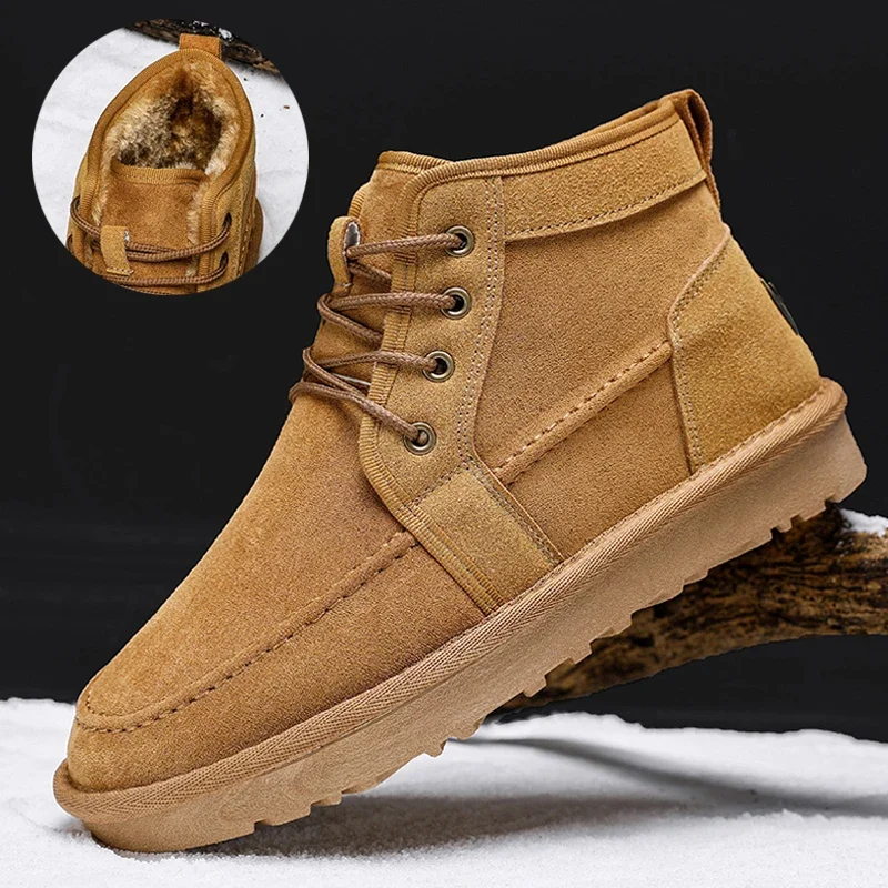 

Men Snow Boots Outdoor Warm Winter Boots Anti-Slip Plush Men's Ankle Boots Men Casual Shoes Winter Platform Shoes