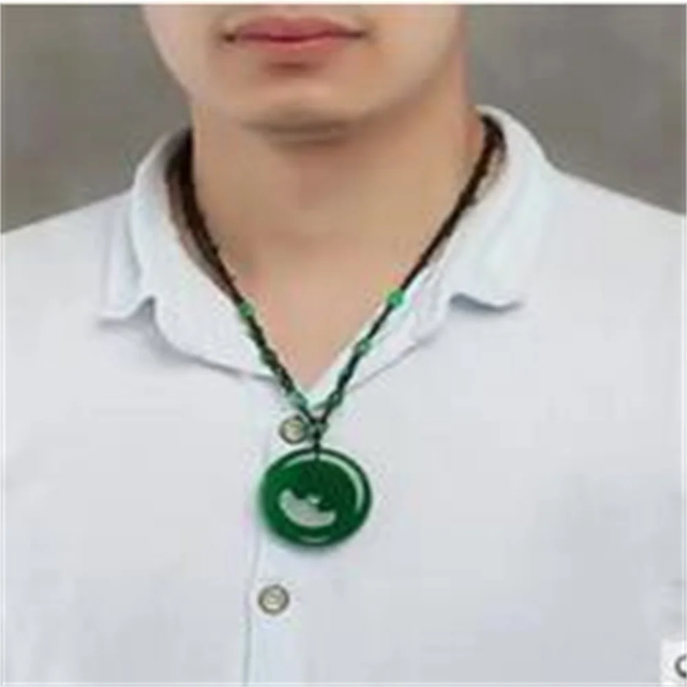 Collier pendentif boucle de calcédoine verte pour hommes et femmes, comparateur de paix, vêtements, 215