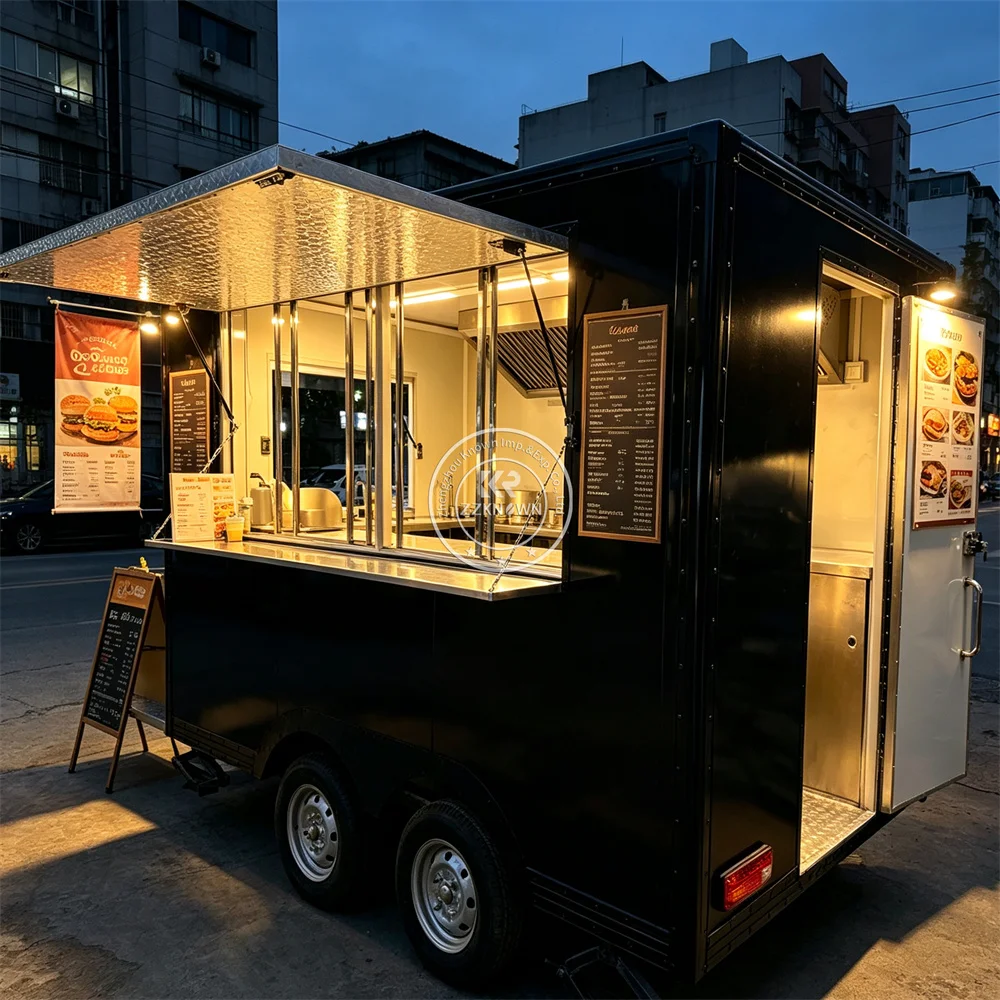 Custom Built Mobile Pizza Burger Catering Truck Modular Outdoor Catering Food Trailer With Full Kitchen Equipment