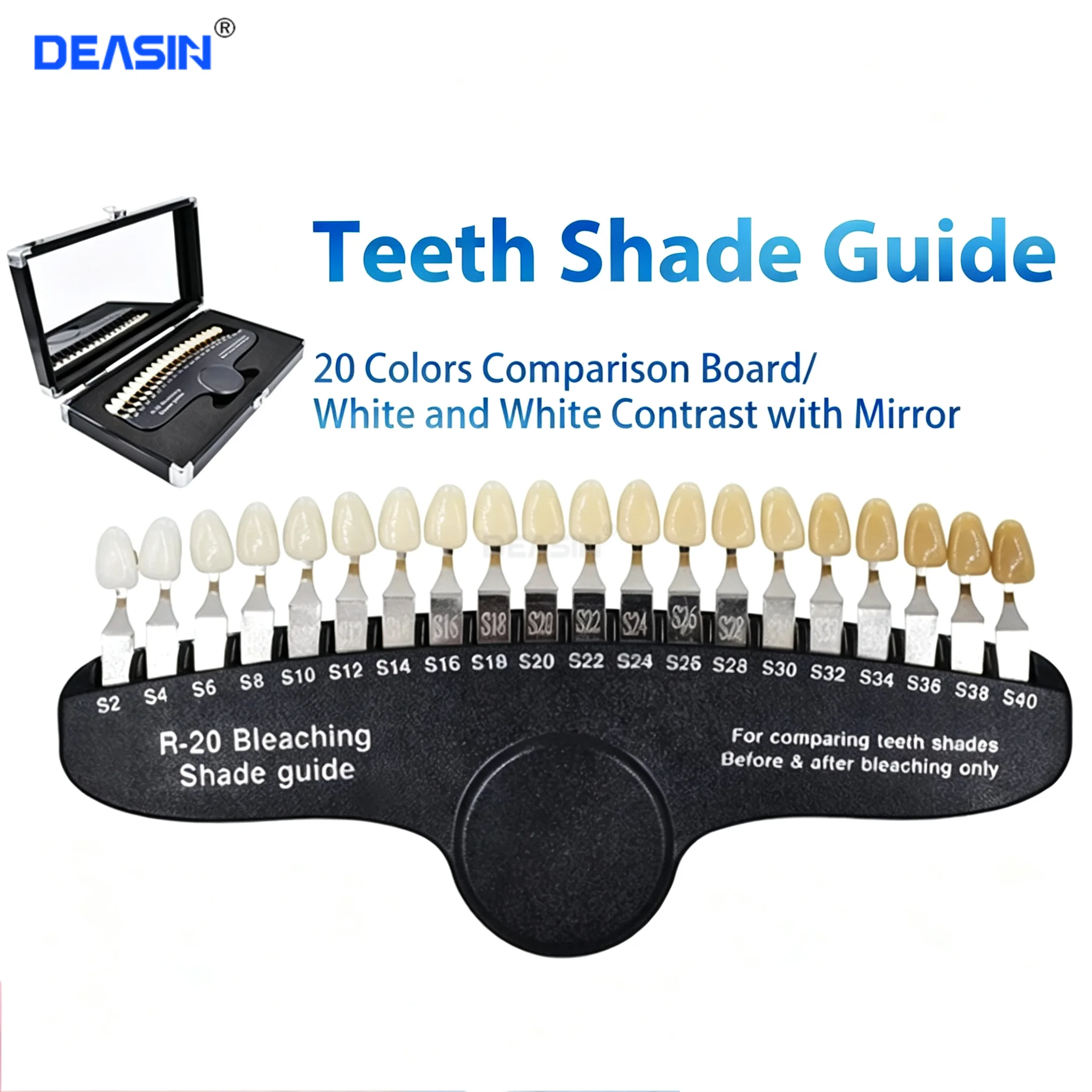 Teeth White Bleaching Dental Plate 20 Colors Dental 3D Shade Guide Chart Board Color Comparator
