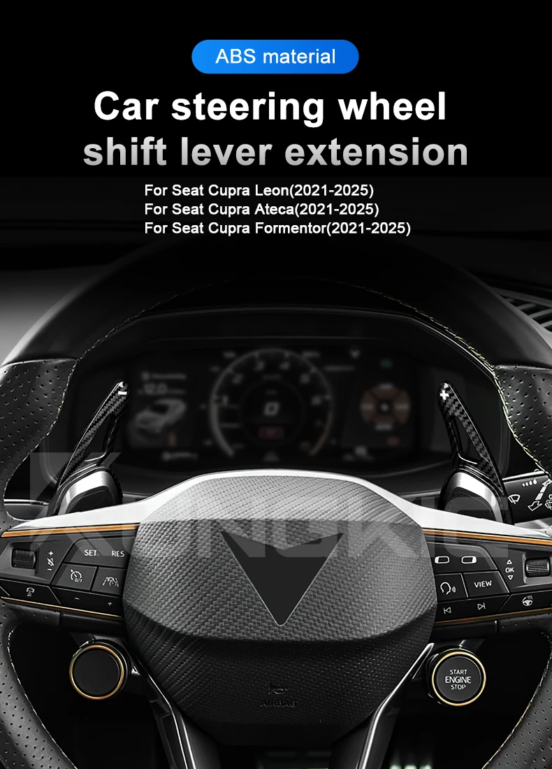 Für Cupra Formentor LEON Ateca 2021 2022 2023 2024 2025 Auto-Lenkrad Schaltwippen DSG ABS Carbon-Faser-Stil Verlängerung – Detail 1