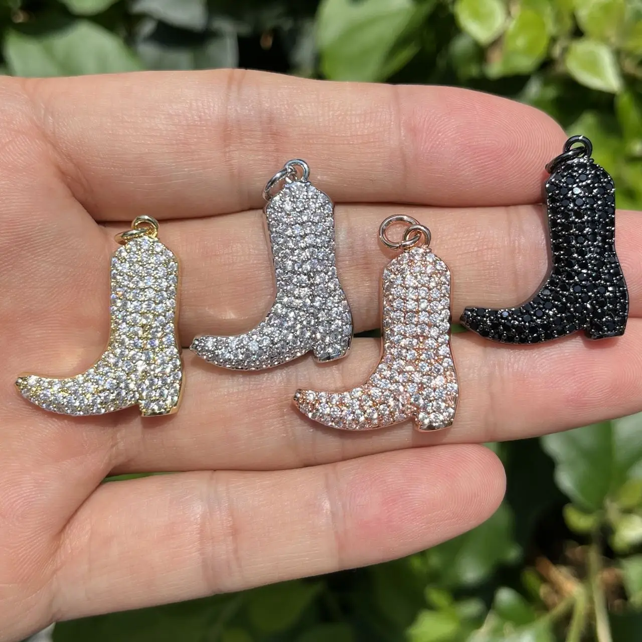5Pcs Zirconia Pave Boots Shoes Copper Charms for Woman Bracelets Necklace Making Jewelry Accessories