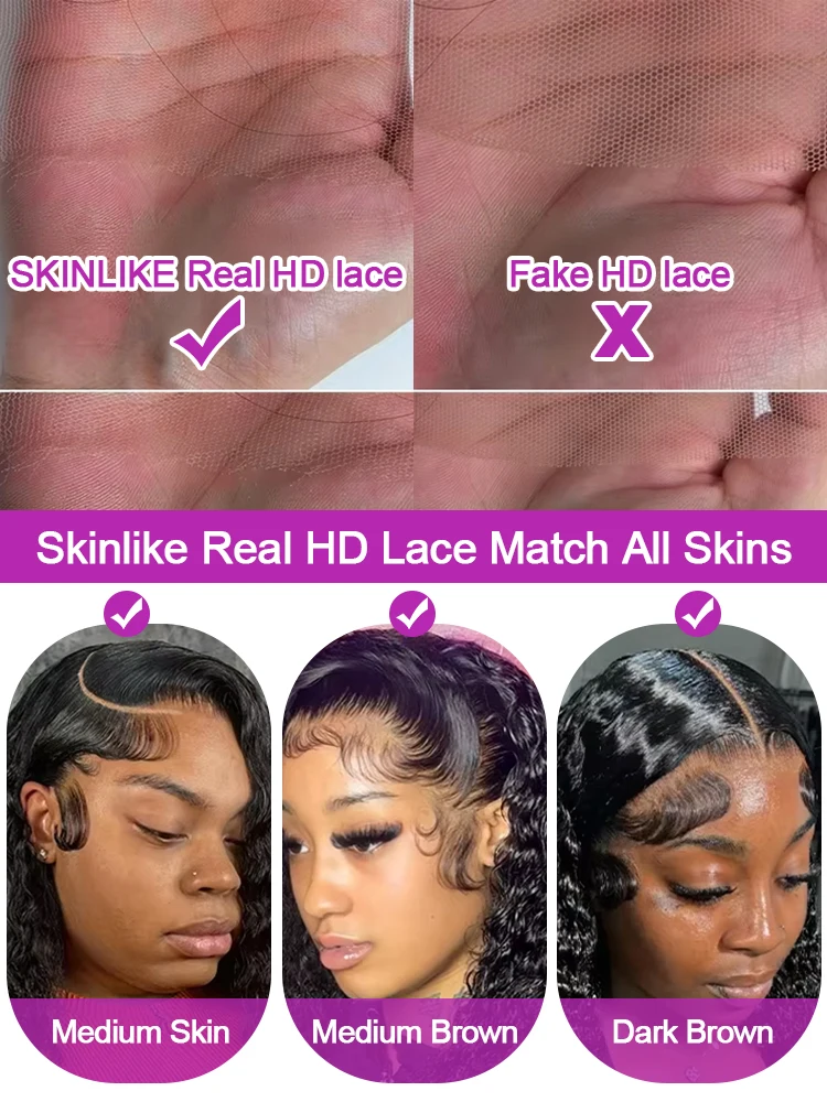 40 46 Inch 300% Water Curly Transparent 13x6 Lace Frontal Wig For Black Women Brazilian Deep Wave Human Hair HD Lace Front Wigs