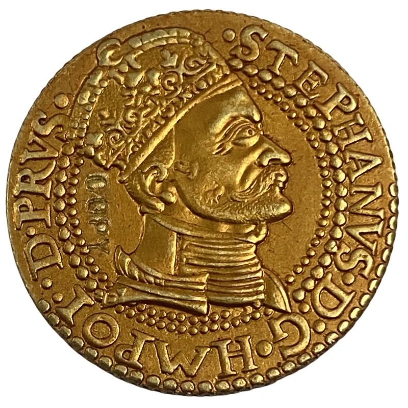 1584 Polish–Lithuanian Commonwealth Dukat gdanski - Stefan Batory Gold Copy Coin