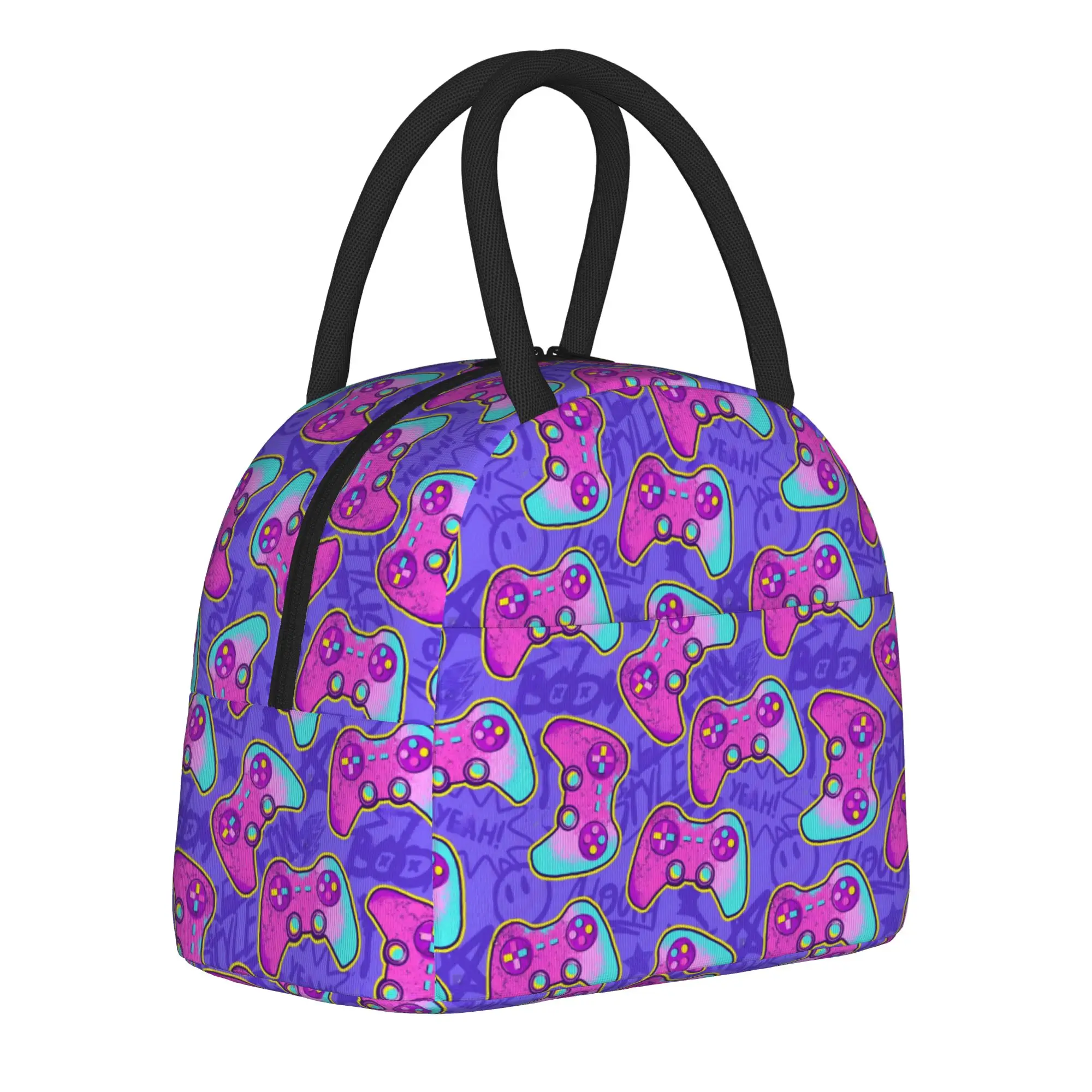 Video Game Gaming Controller Insulated Lunch Bags Thermal Bag Reusable,Meal Container  Large Lunch Box Tote Food Bag Travel