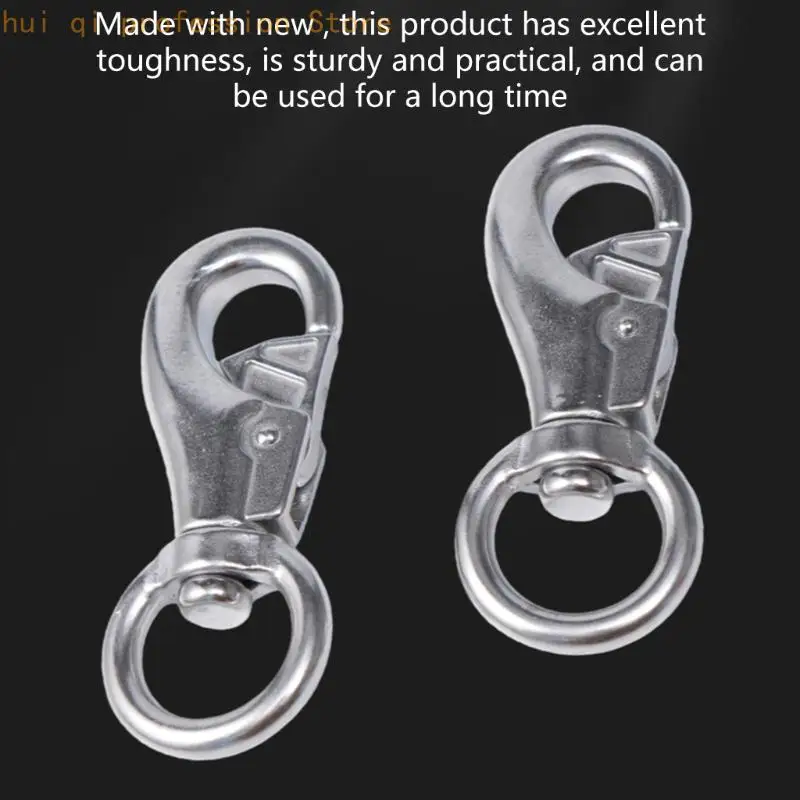 Cast 304 Stainless Steel Hooks with Polished Finishes, 2 Piece Rotating Eye Hardware for Marine Use, Camping Gear, Rope, and