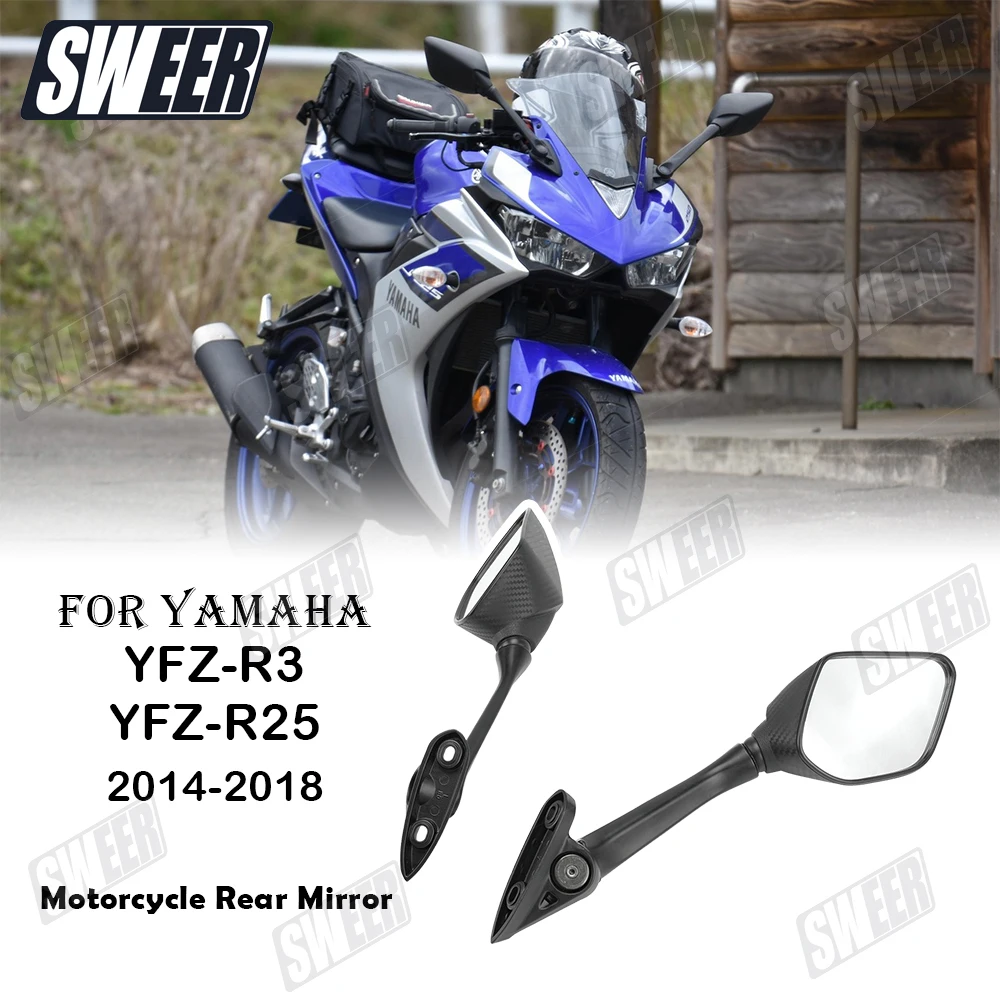 

Motorcycle Rear Mirrors Compatible With Yamaha YZF-R3 YZF-R25 2014-2018 Front Fairing Aero Wing Rearview Side Mirror Accessories