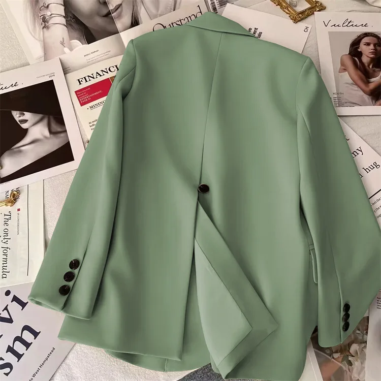 

Spring 2023 Women's Loose Black Suit Jacket Commute Friendly Versatile Polyester Fabric Folded Design Korean Style Outerwear