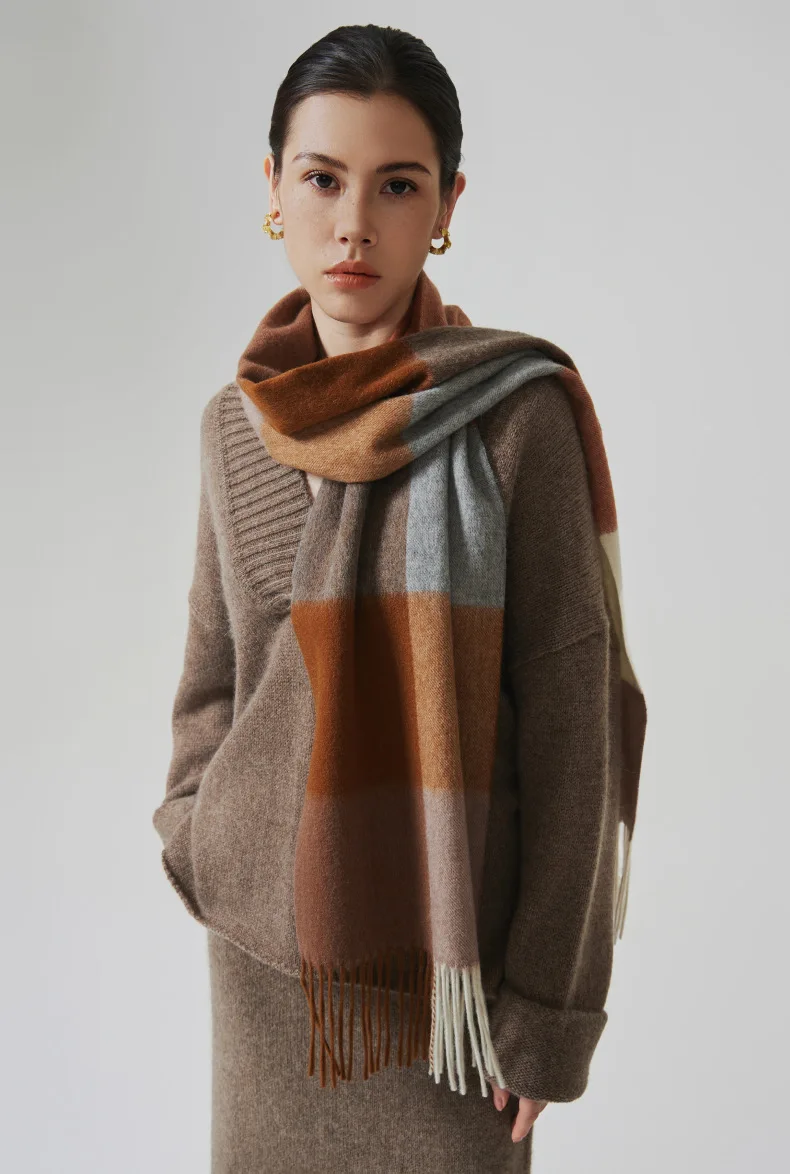 

Winter women's casual plaid tassel decoration warm scarf