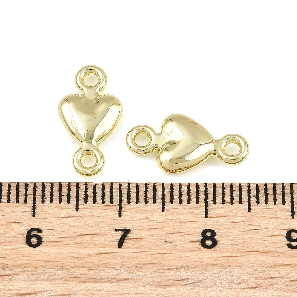 30pcs Golden Heart Link Charms Double Hole Alloy Connector Pendants for DIY Bracelet Necklace Earring Jewelry Making Supplies