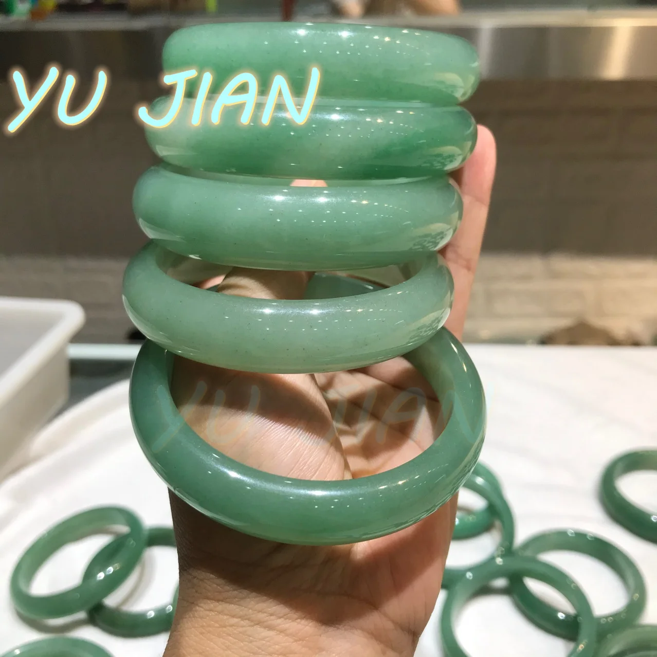 New Genuine Natural Burma Jadeite Floating Green Flower Bracelet Bangle Starry Sky Color Positive Handring Lucky FINE Jewelry