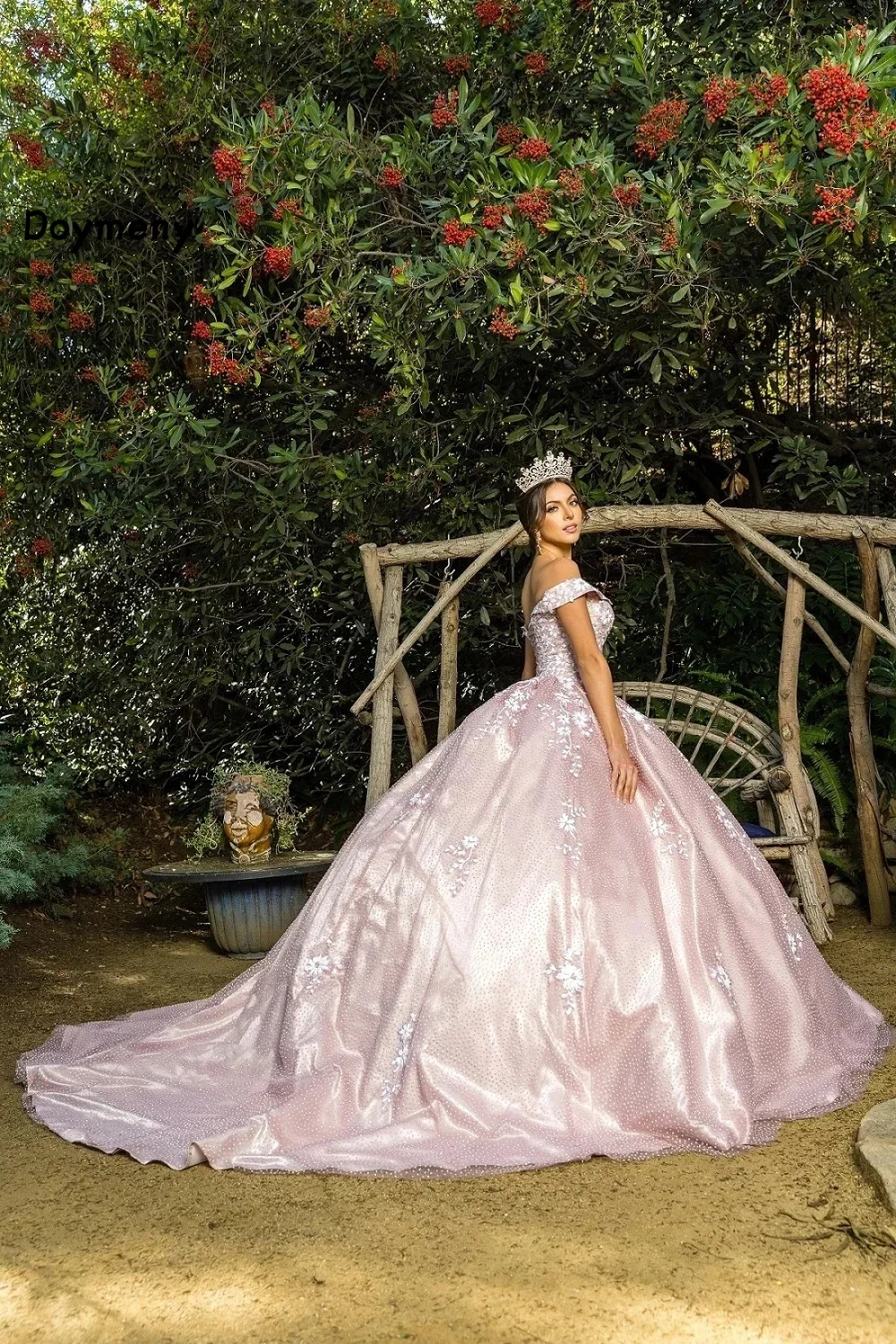 Doymeny-Vestido De quinceañera con hombros descubiertos, traje sin mangas con apliques, para Fiesta De noche y graduación, 16