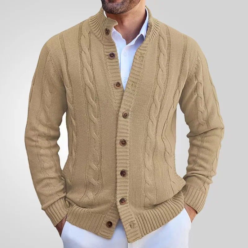 

Autumn Winter Cardigan Men Knit Sweater Coat Solid Stand Collar Knitted Sweater Jackets Warm Casual Male Knitwear Outwear Jacket