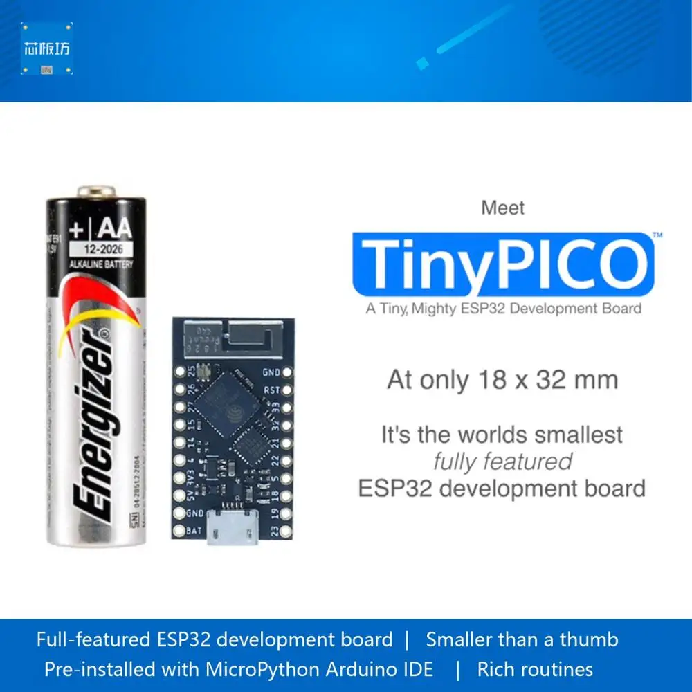 

TinyPICO Worlds Fully Featured ESP32 Board Smaller than Thumb MicroPython Arduino IDE