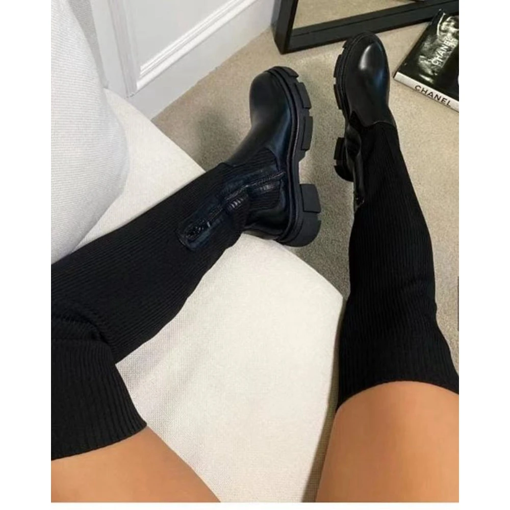 Fashion Women Platform Turkey Over-the-Knee Boots Femme Zip Design Party Boots Casual Leather Boots