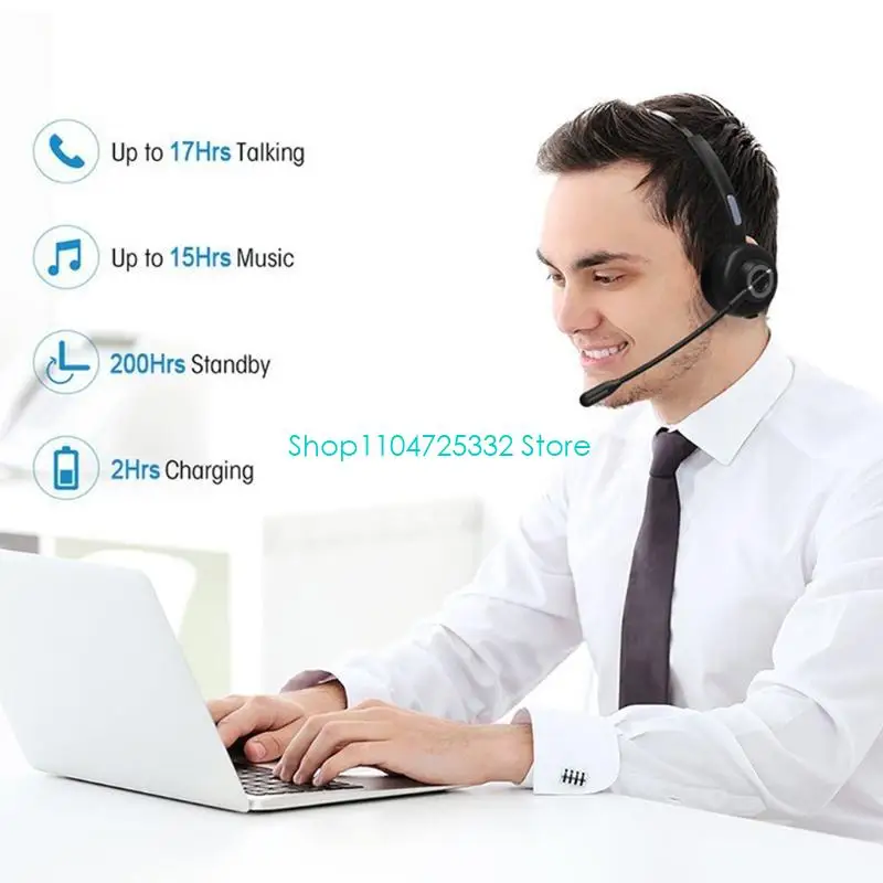 P5EA Wireless Headphone Noise Cancelling Bluetooth-compatible Headset for Music Talk in Driver Office Home