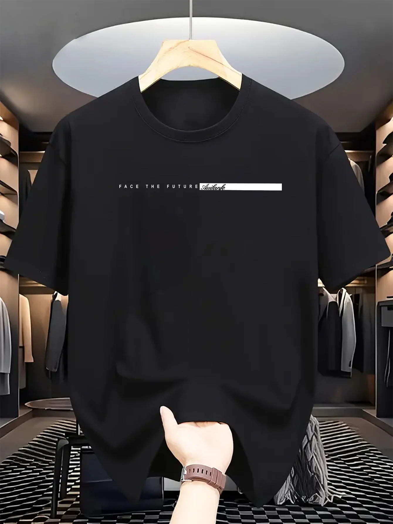 

T-shirt À Manches Courtes Et Col Rond Pour Hommes, Grande Lettre Imprimée, Style High Street, Unisexe, Été, 100 % Coton
