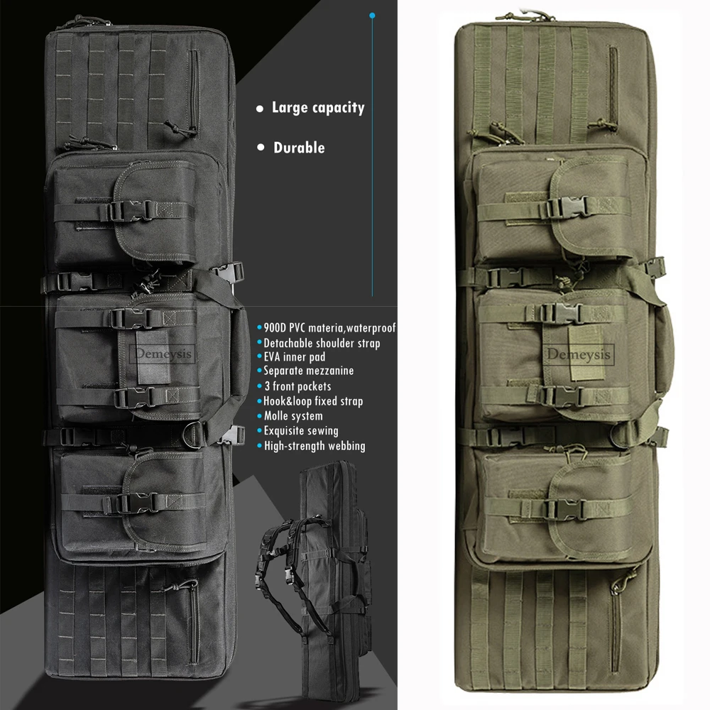 

Tactical Double Rifle Gun Case Airsoft Combat Padded Shotgun Storage Backpack Pistol and Magazine Storage 95cm / 116cm