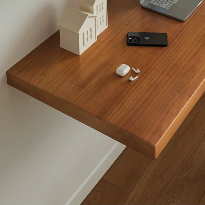 Nordic Solid Wood Desk with Bookshelf Modern Design Floating Wall Mounted Computer Desk Bedroom Study Furniture مكتب عائم FYFD view 5