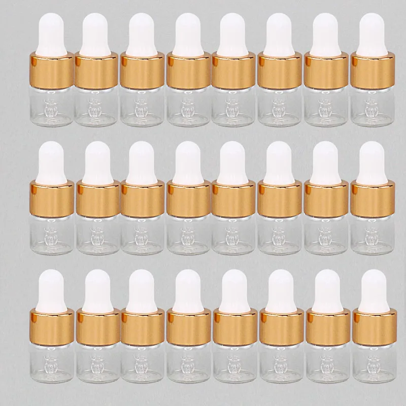 20/30/50/100 stücke Mini Klare Glas Ätherisches Öl Aromatherapie Dropper Flaschen Gold Kappe Reagenz Tropfen auge Flüssigkeit Pipette Flasche