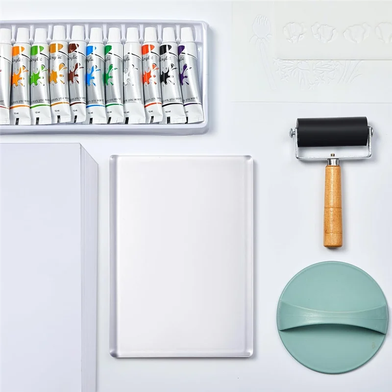 

【B07R】Набор гелевых пластин для печати с акриловой краской для смешанного искусства, изготовления карточек — для начинающих и художественных занятий